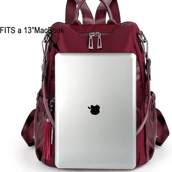 UTO Burgundy laptop Backpack - Picture 6 of 6
